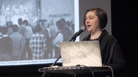 Sarah Cook giving a keynote lecture